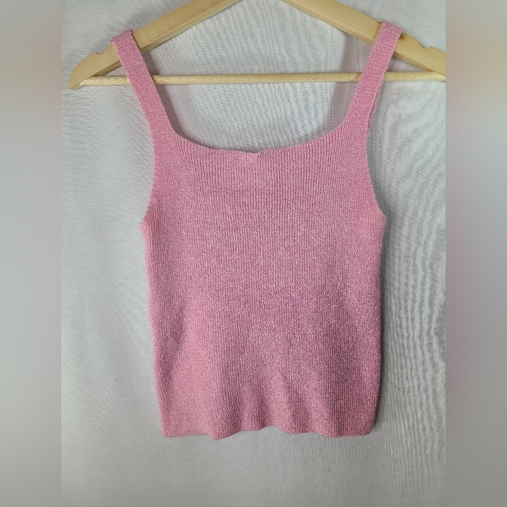 Vintage club knit U.S.A  pink basic cropped tank- size small womens
